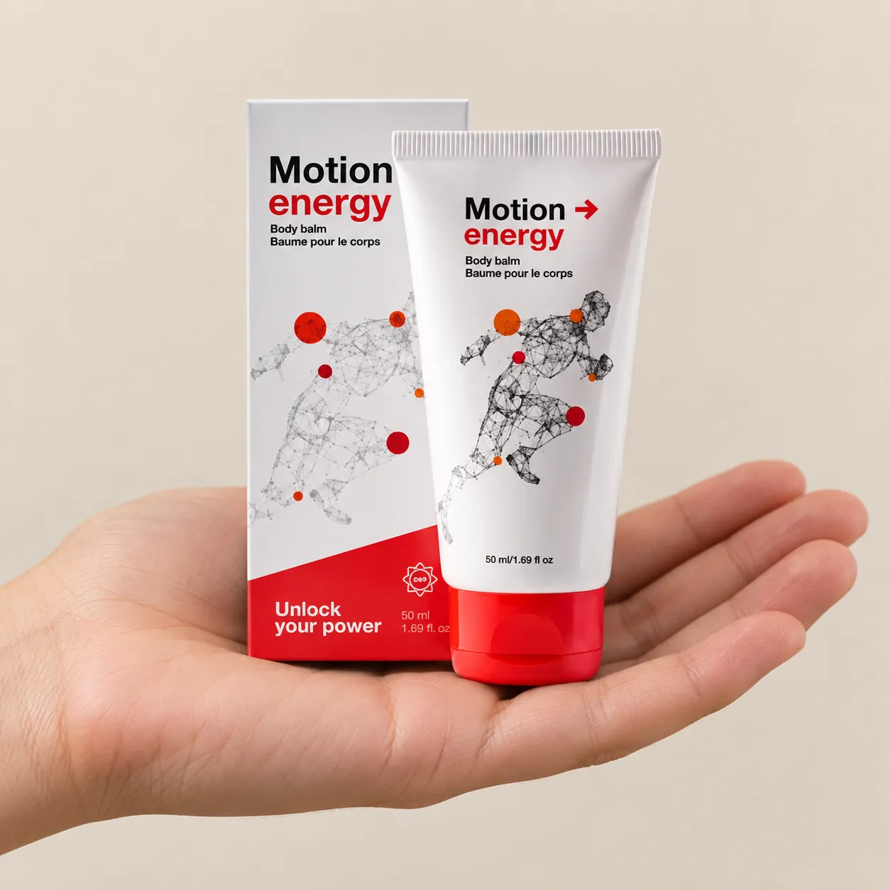 Motion Energy — the package held in a hand