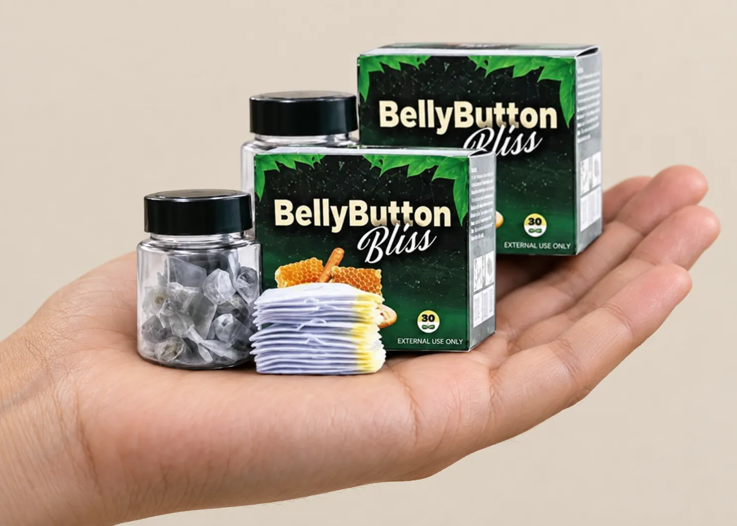 Belly Button Bliss — the package held in a hand