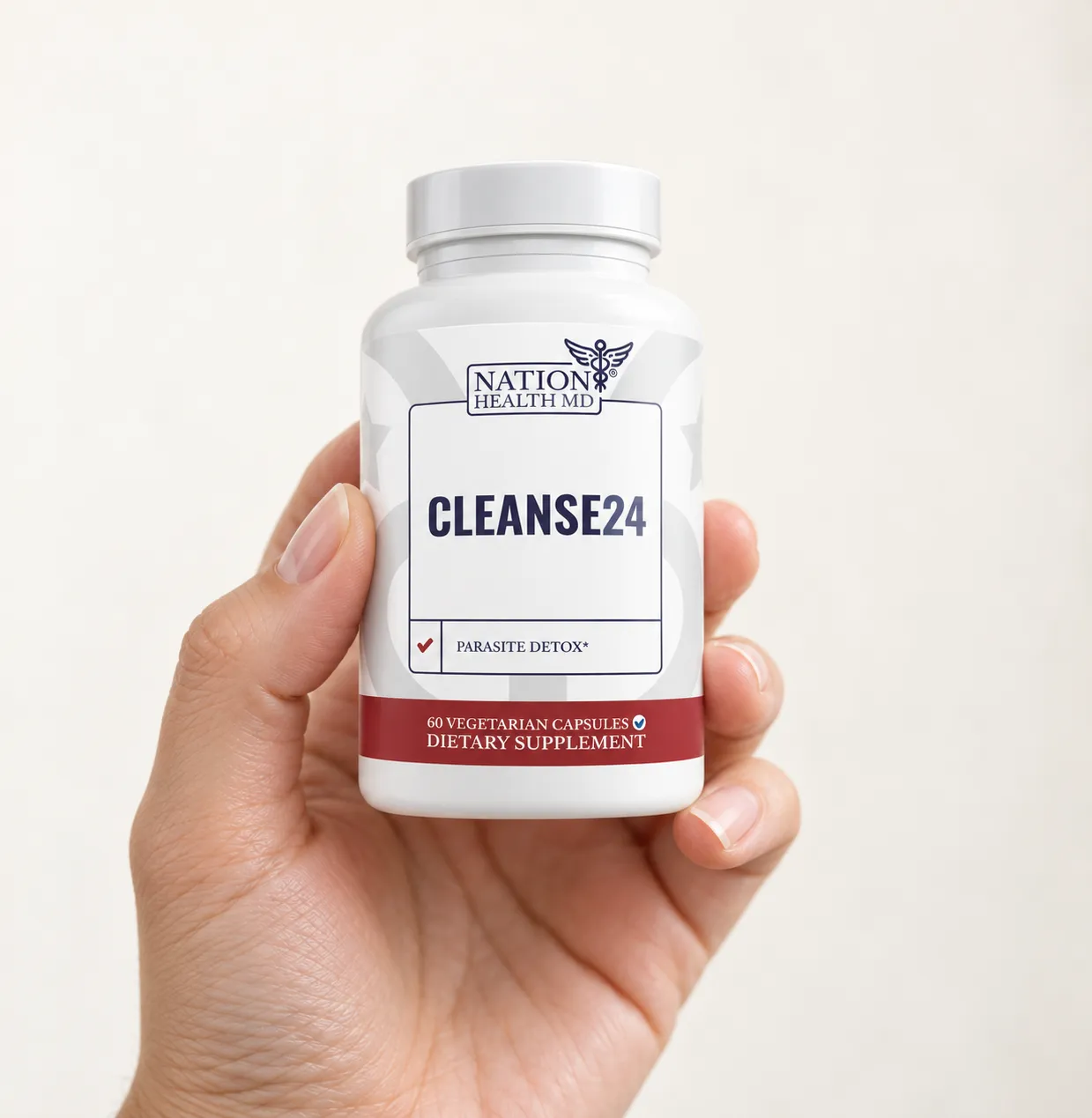 Cleanse 24 VSL — the package held in a hand