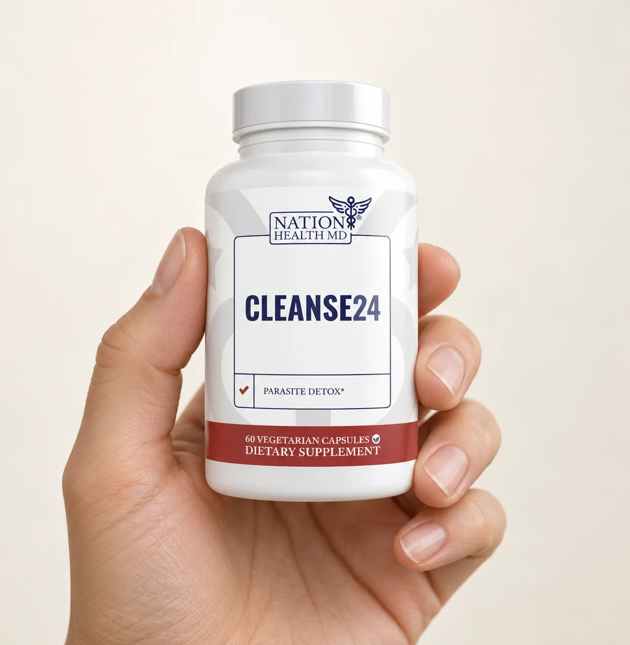 Cleanse 24 — the package held in a hand