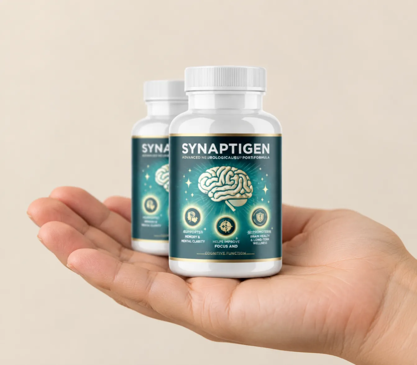 Synaptigen — the package held in a hand