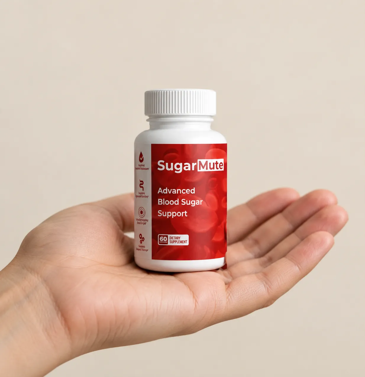 SugarMute — the package held in a hand