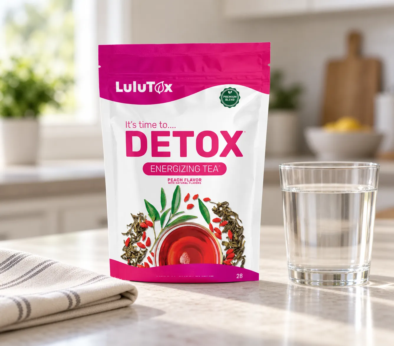 Lulutox Detox Tea HCTC — the package in everyday use