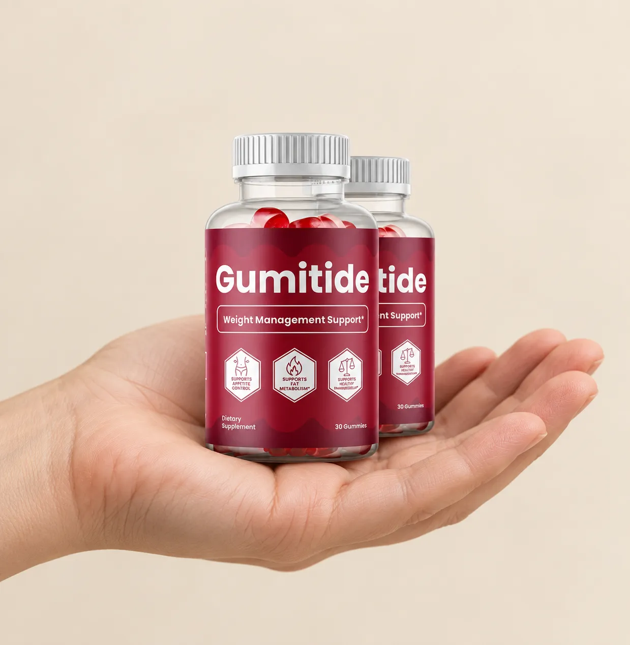 Gumitide — the package held in a hand